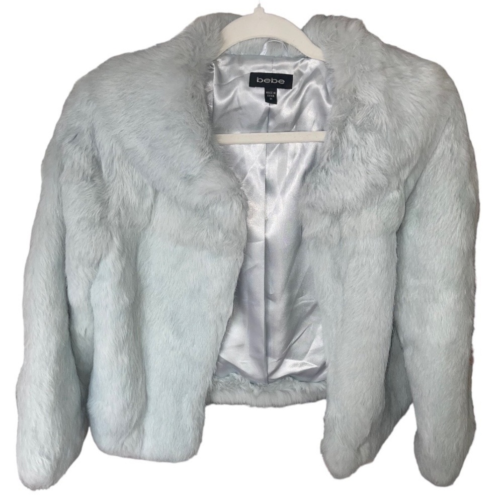 Bebe Blue Rabbit Fur Jacket Real Fur